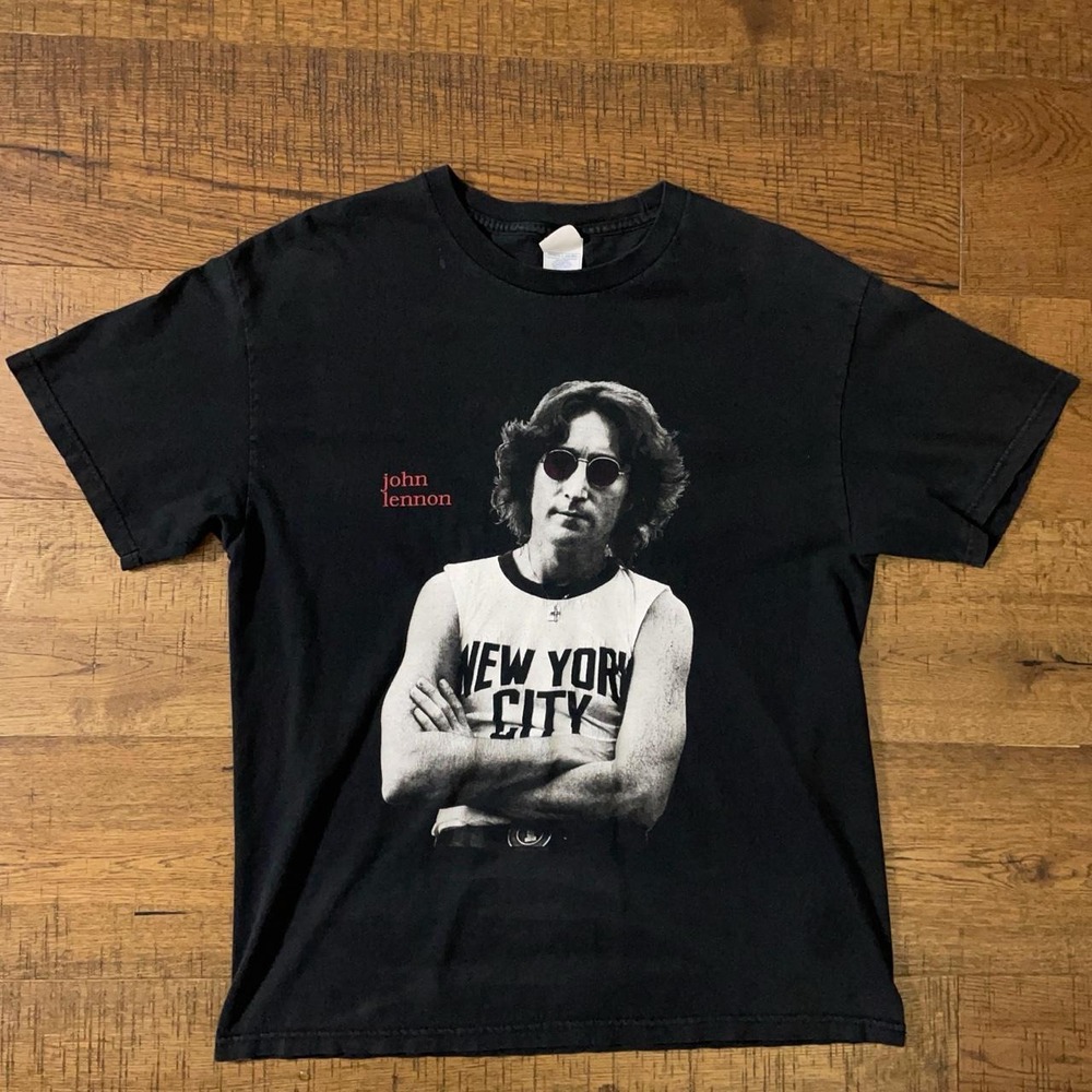 Tennessee River John Lennon Graphic Tee Mens L Black Vintage 1998 Rock T-Shirt